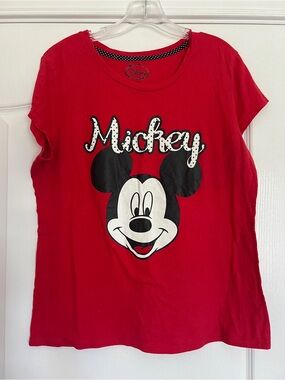 Disney Red Mickey Mouse Short Sleeve Tee